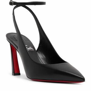 Brand new never worn Christian Louboutin Black Leather Slingback with Red Sole